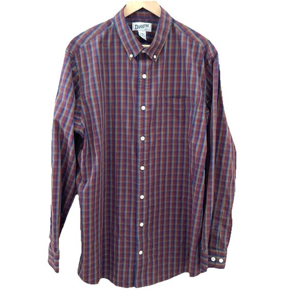 Duluth Button Down Shirt Men's Size Large Tall Multicolor Plaid Relaxed Fit - Picture 1 of 11